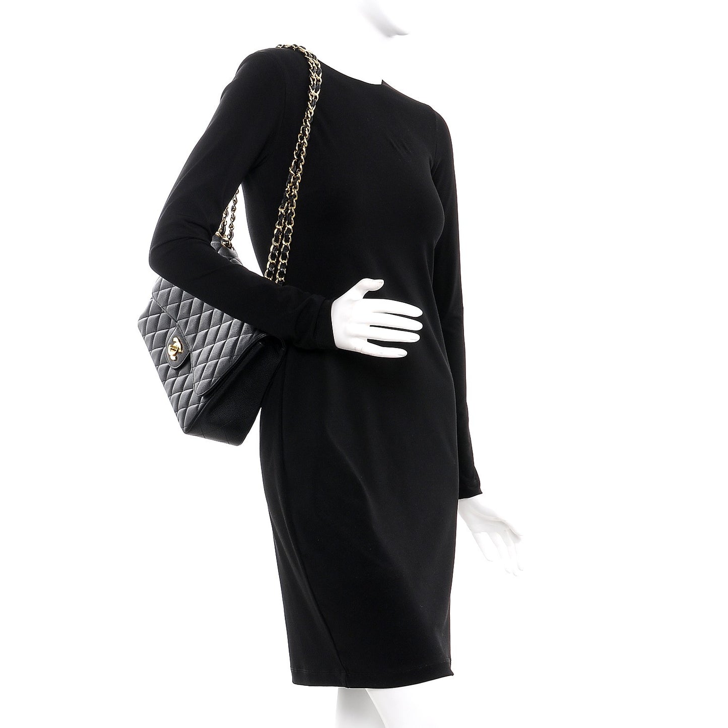 Caviar Quilted Jumbo Single Flap Black