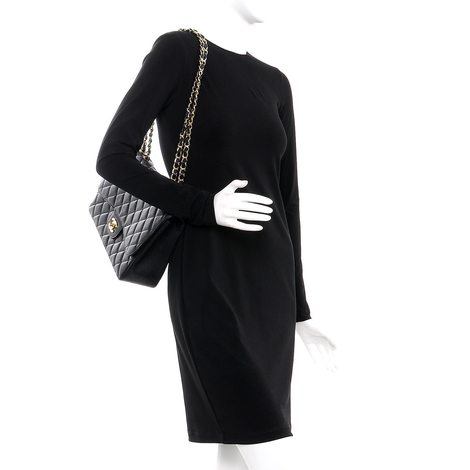 Chanel Caviar Quilted Jumbo Single Flap Black 2 of 8