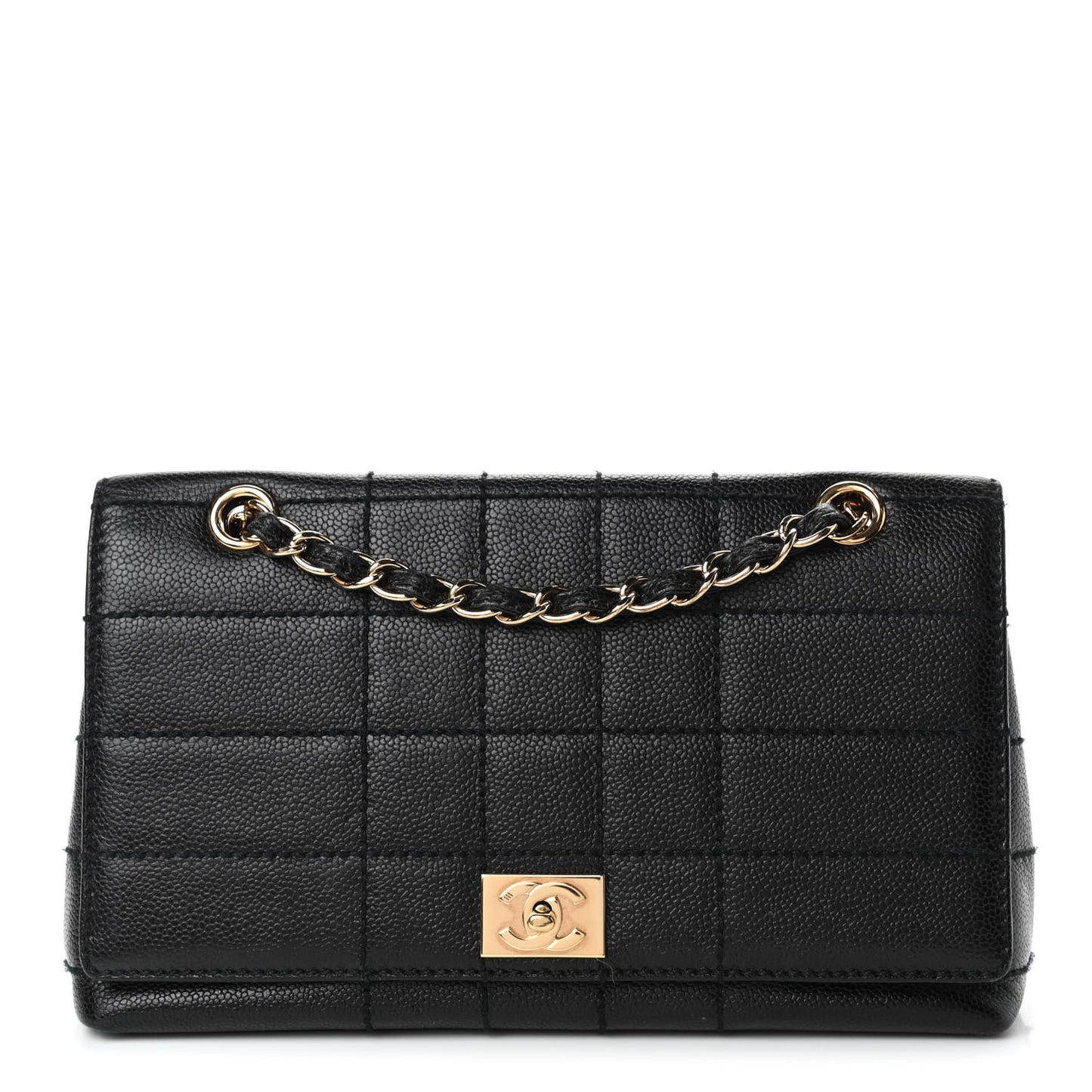Caviar Square Stitched Small Flap Black