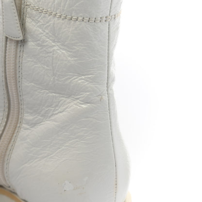 Chanel Shiny Crumpled Lambskin Lace Up Combat Boots 37 White 11 of 11