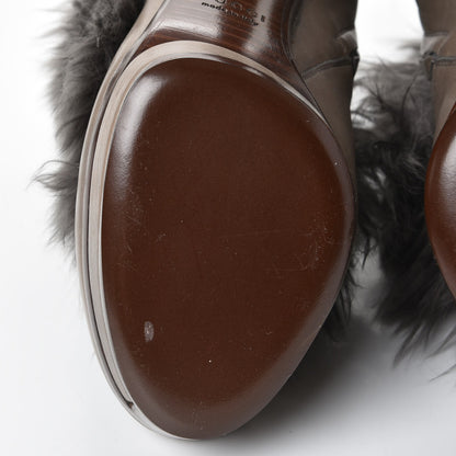 Gucci Alpaca Fur Lambskin Alyona Platform Ankle Boots 36.5 Grey 14 of 16