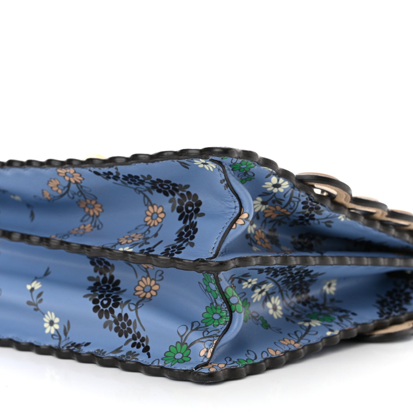 Vitello Liberty Japanese Blossom Scalloped Studded Grommet Kan I Shoulder Bag Nebula Multicolor