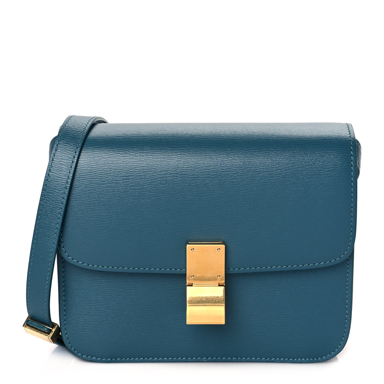 Celine Liege Calfskin Teen Classic Box Flap Bag Prussian Blue 1 of 9