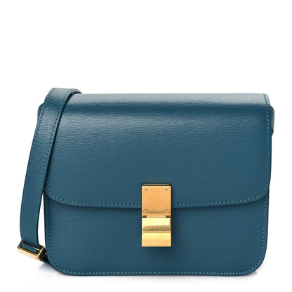 Celine Liege Calfskin Teen Classic Box Flap Bag Prussian Blue 1 of 9