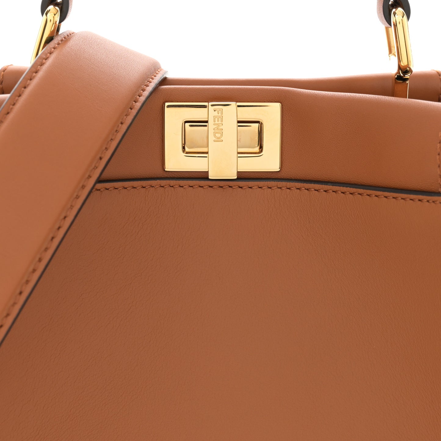 Vitello Seta Canvas FF Embroidered Mini Peekaboo Iconic Satchel Brandy Grezzo