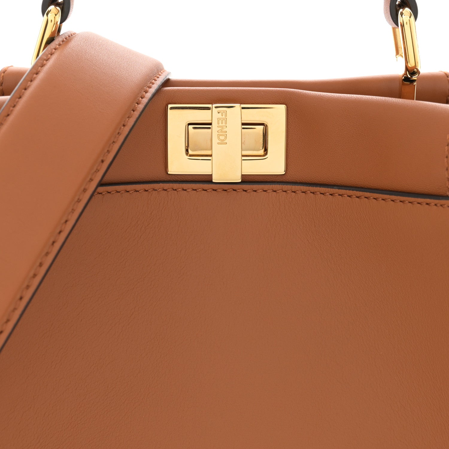 Fendi Vitello Seta Canvas FF Embroidered Mini Peekaboo Iconic Satchel Brandy Grezzo 9 of 13