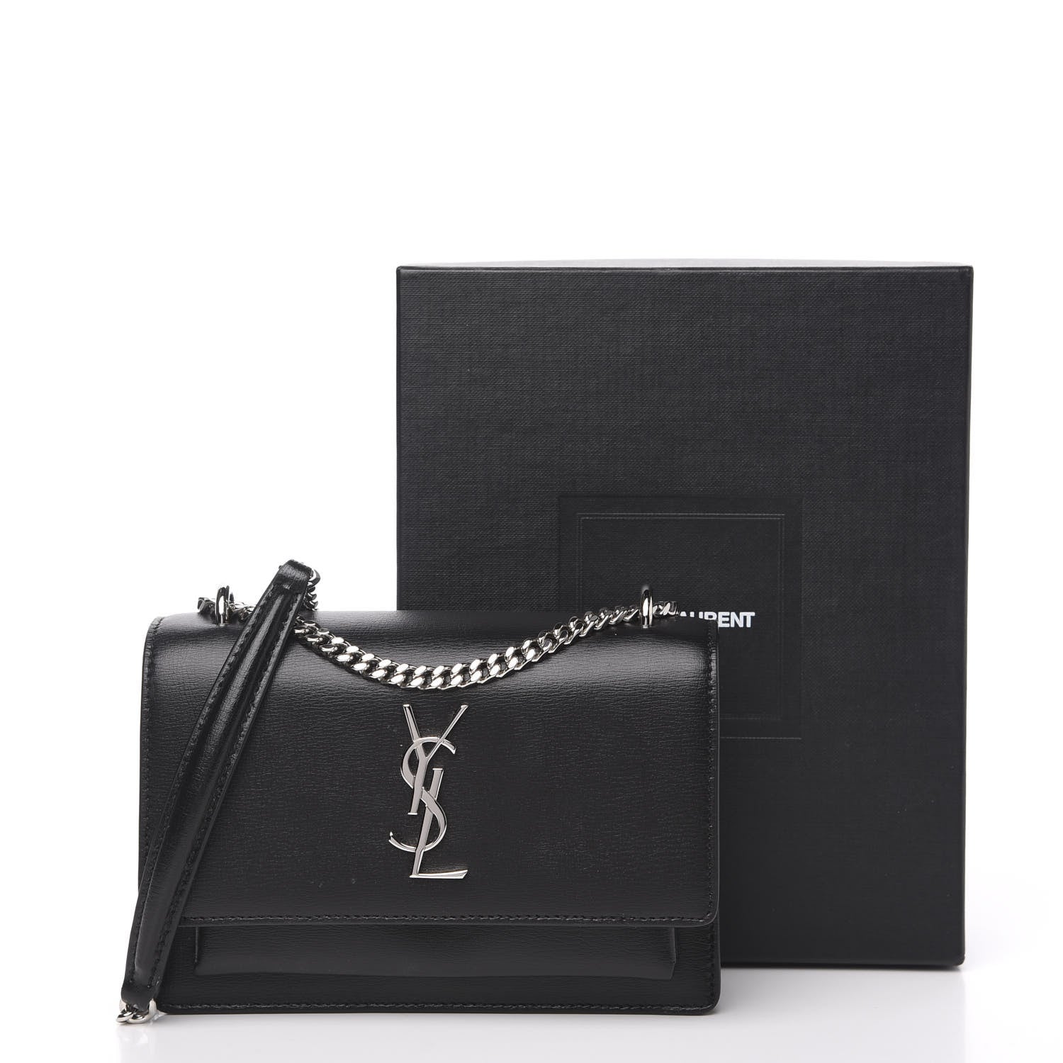 Saint Laurent Calfskin Monogram Sunset Chain Wallet Black 9 of 9