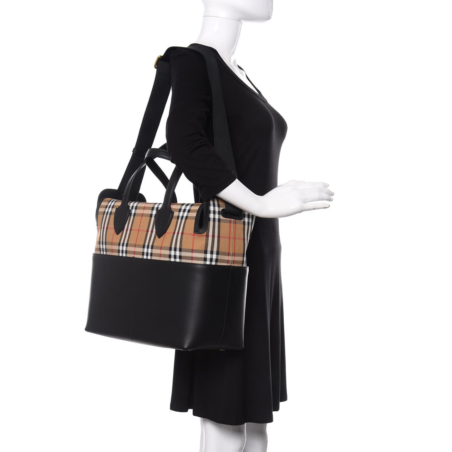 Calfskin Vintage Check Kingswood Achly Diaper Bag Black