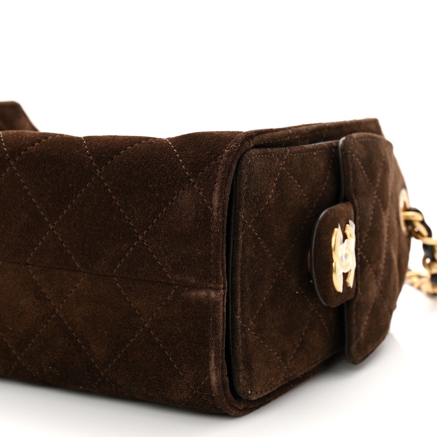 Suede Quilted Mini Chanel 25 Handbag Dark Brown