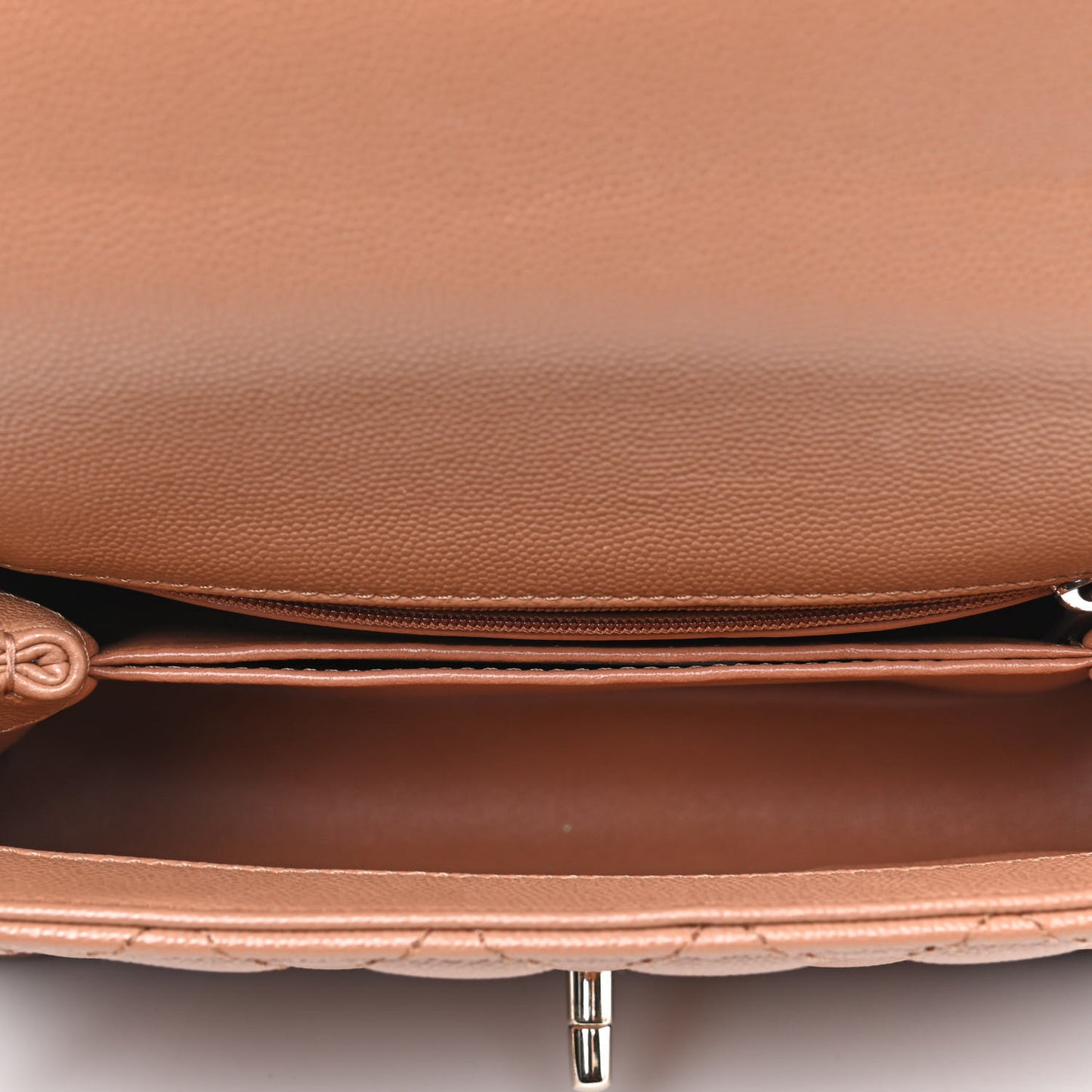 Caviar Quilted Mini Coco Handle Flap Brown