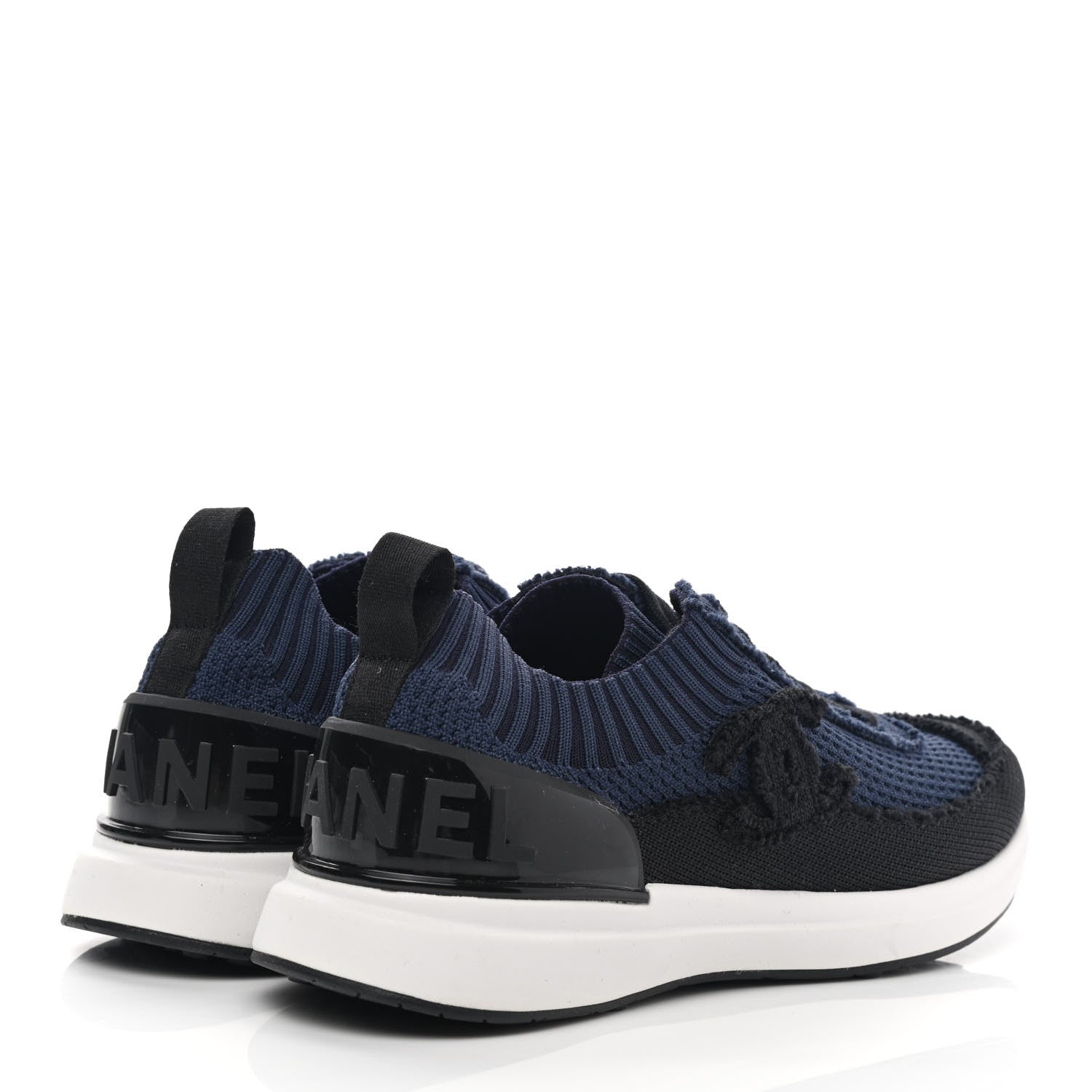 Chanel Fabric Logo Sneakers 36 Navy Black 8 of 14