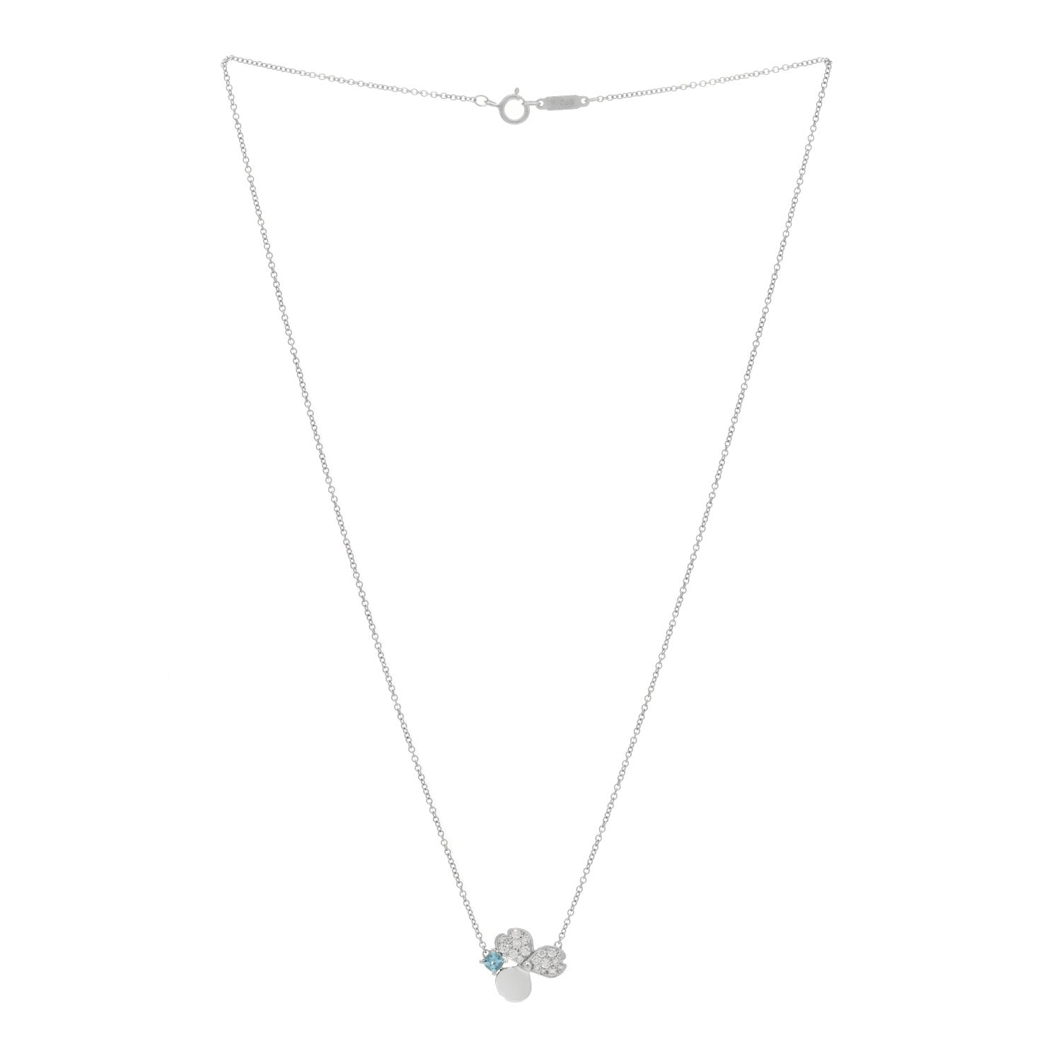 Tiffany Platinum Diamond Aquamarine Paper Flowers Pendant Necklace 2 of 3