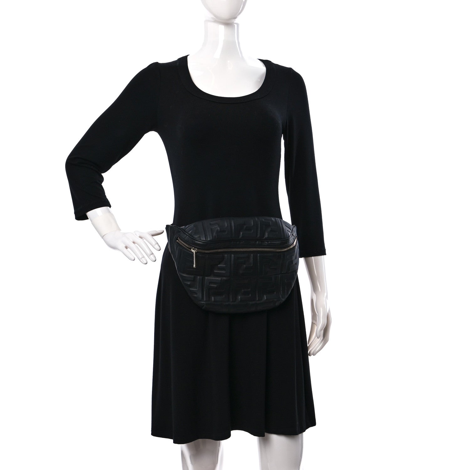 Fendi Nappa FF 1974 Embossed Belt Bag Black 2 of 8