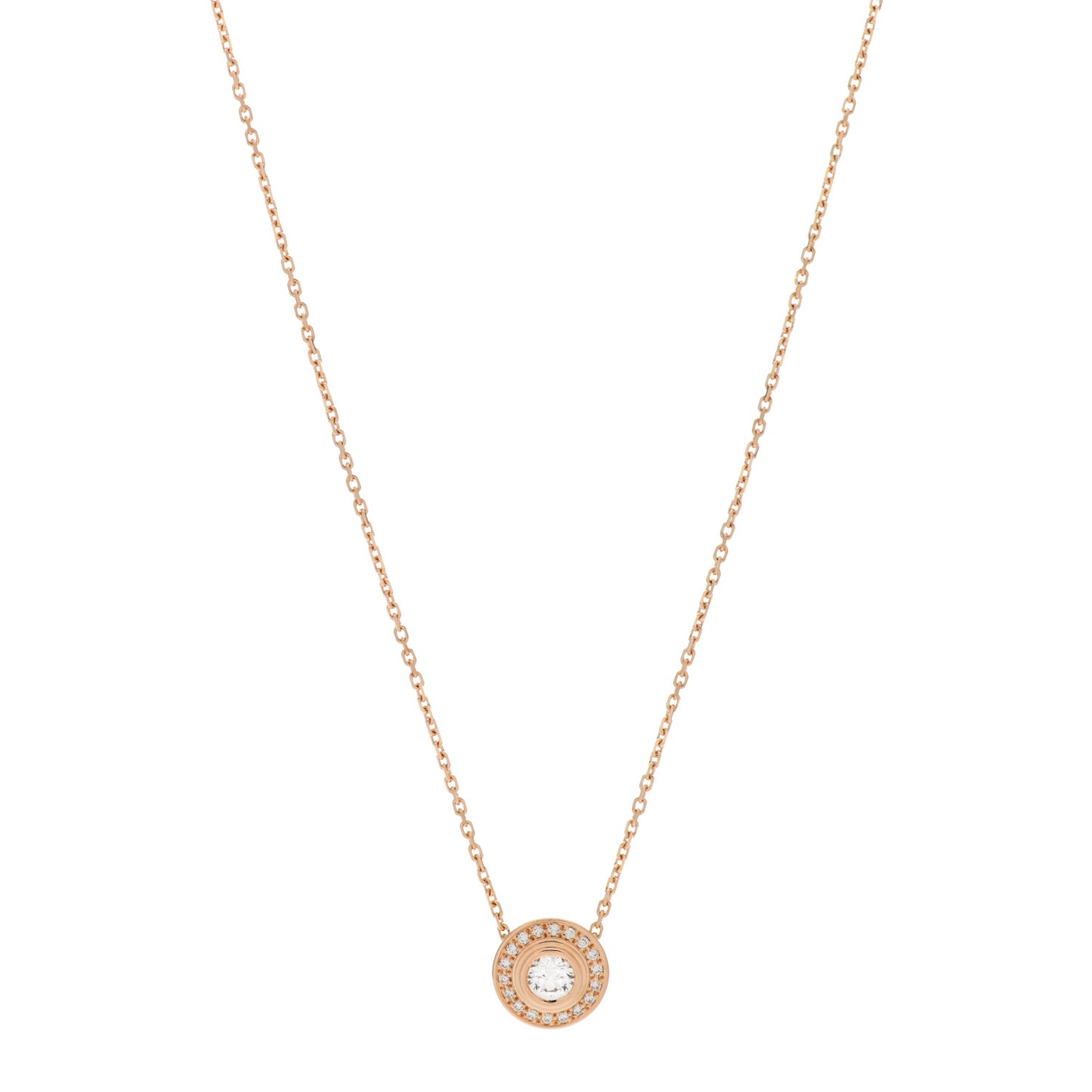 18K Pink Gold Diamond .19ct D'Amour Pave Necklace