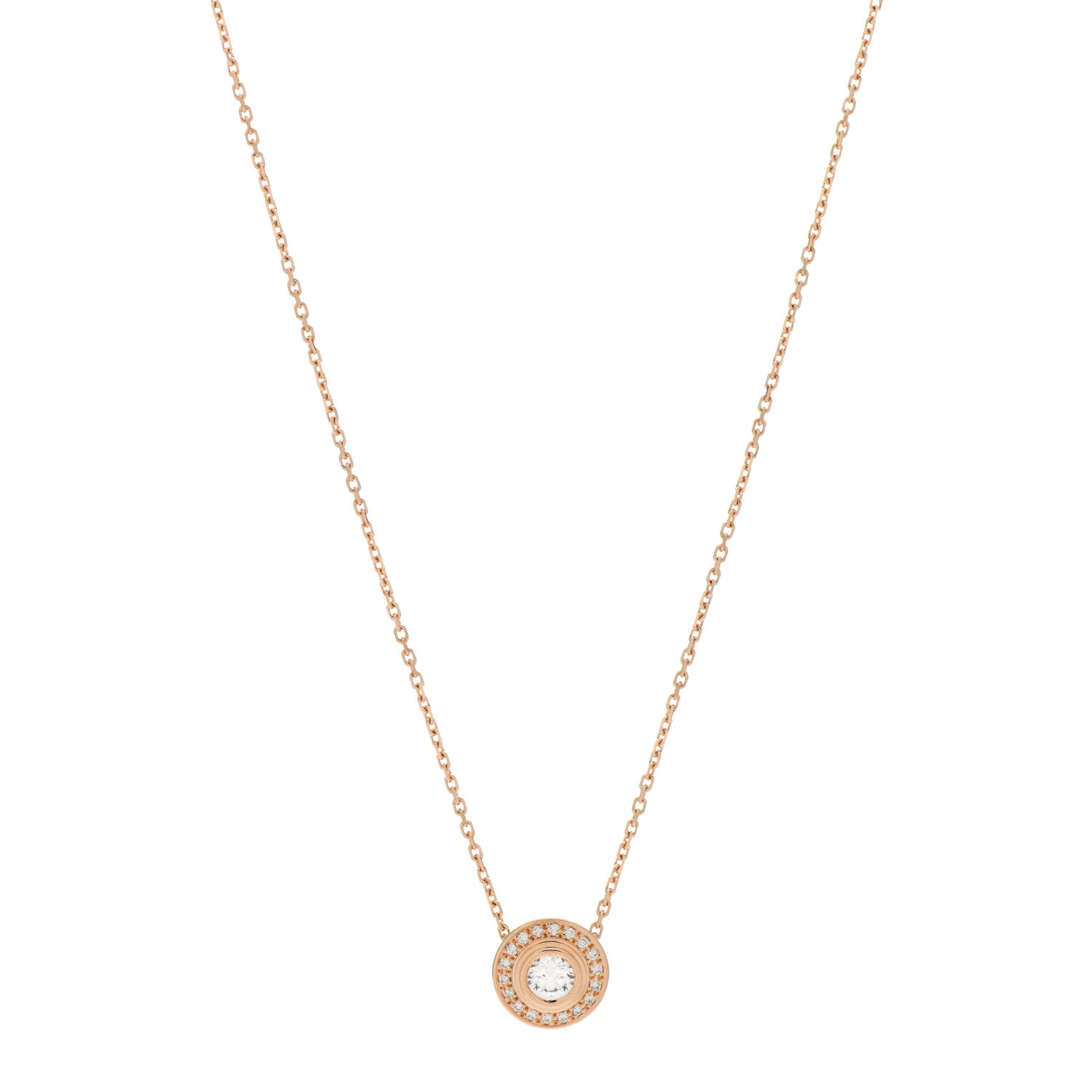 Cartier 18K Pink Gold Diamond .19ct D'Amour Pave Necklace 1 of 5