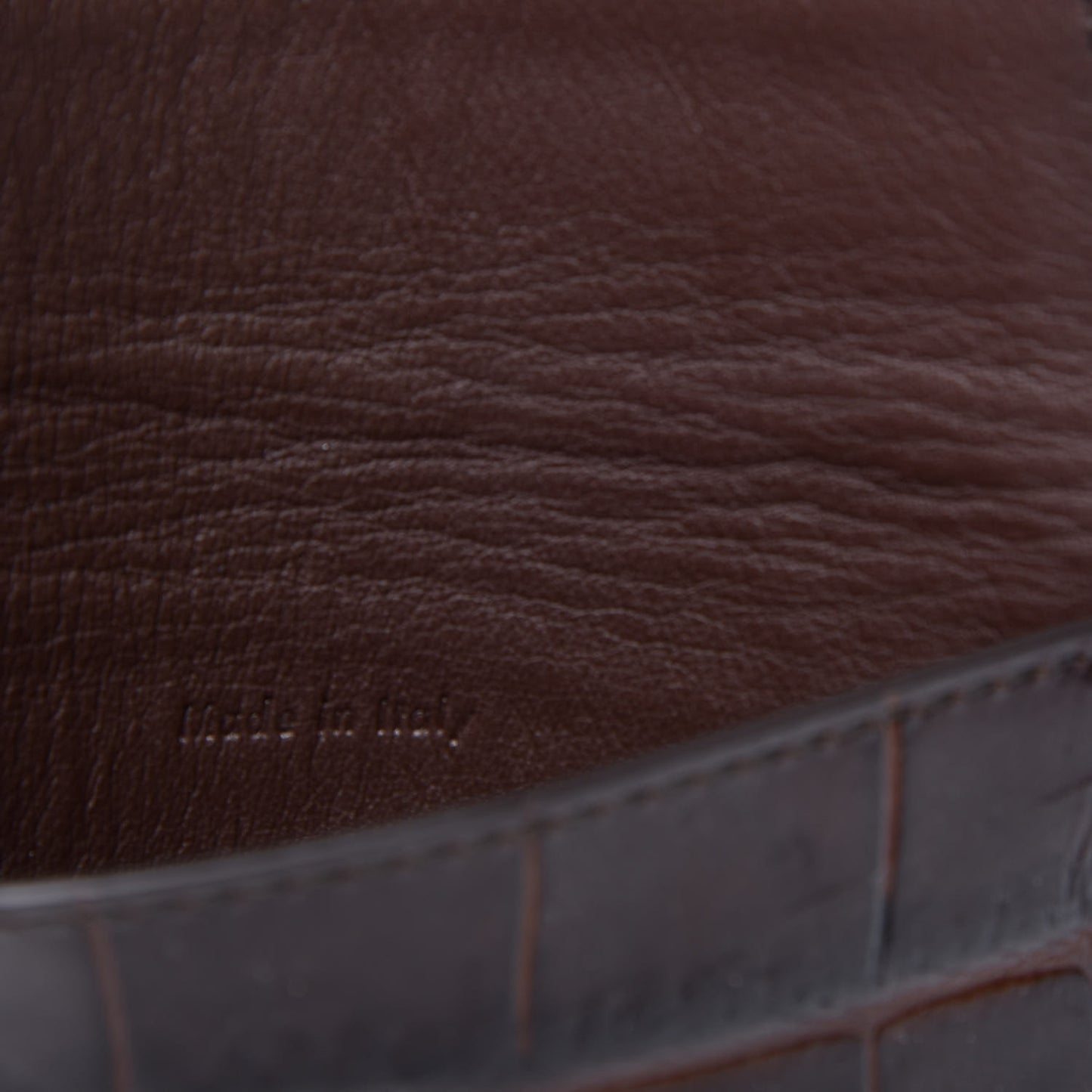 Alligator Calfskin Embossed Key Ring Wristlet Brown
