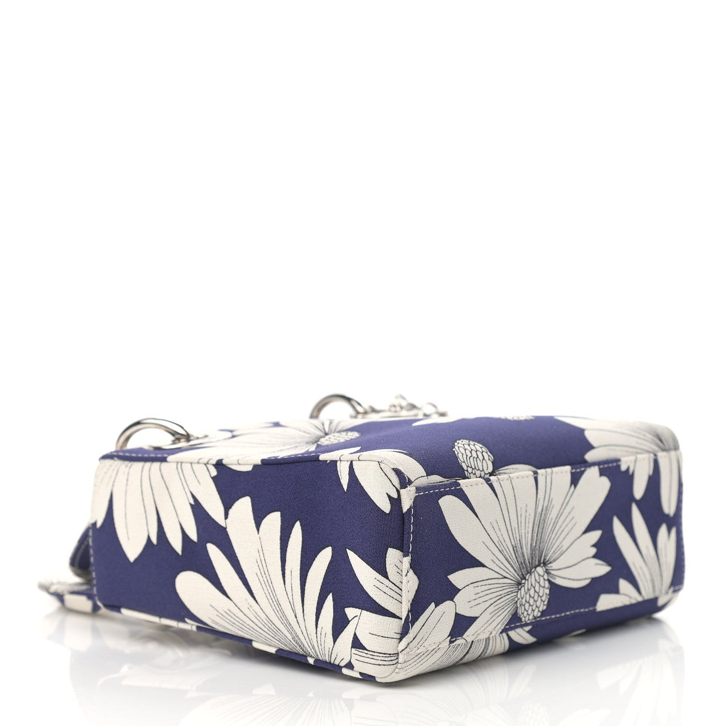 Canvas Floral Printed Mini Lady Dior Blue White