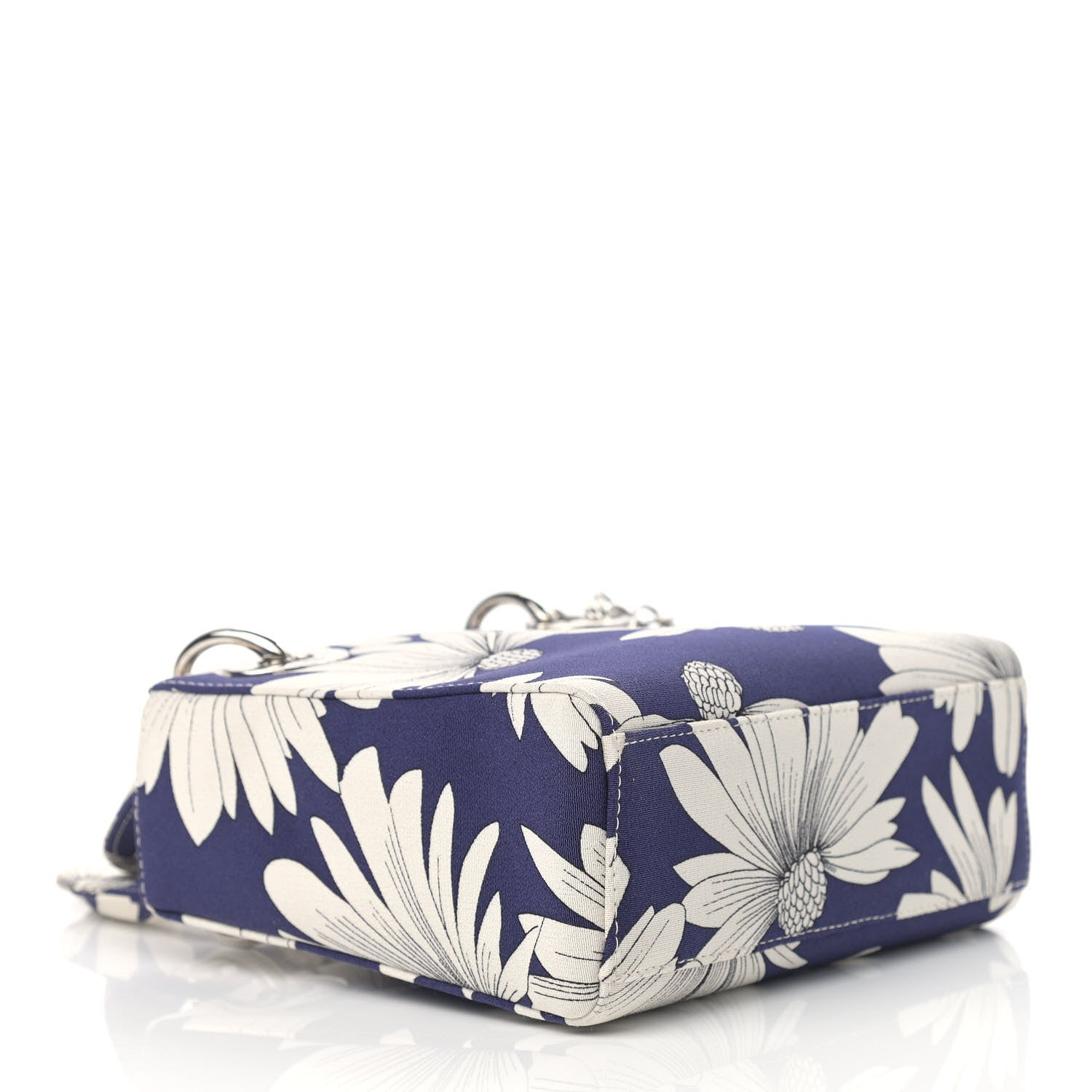 Christian Dior Canvas Floral Printed Mini Lady Dior Blue White 4 of 12