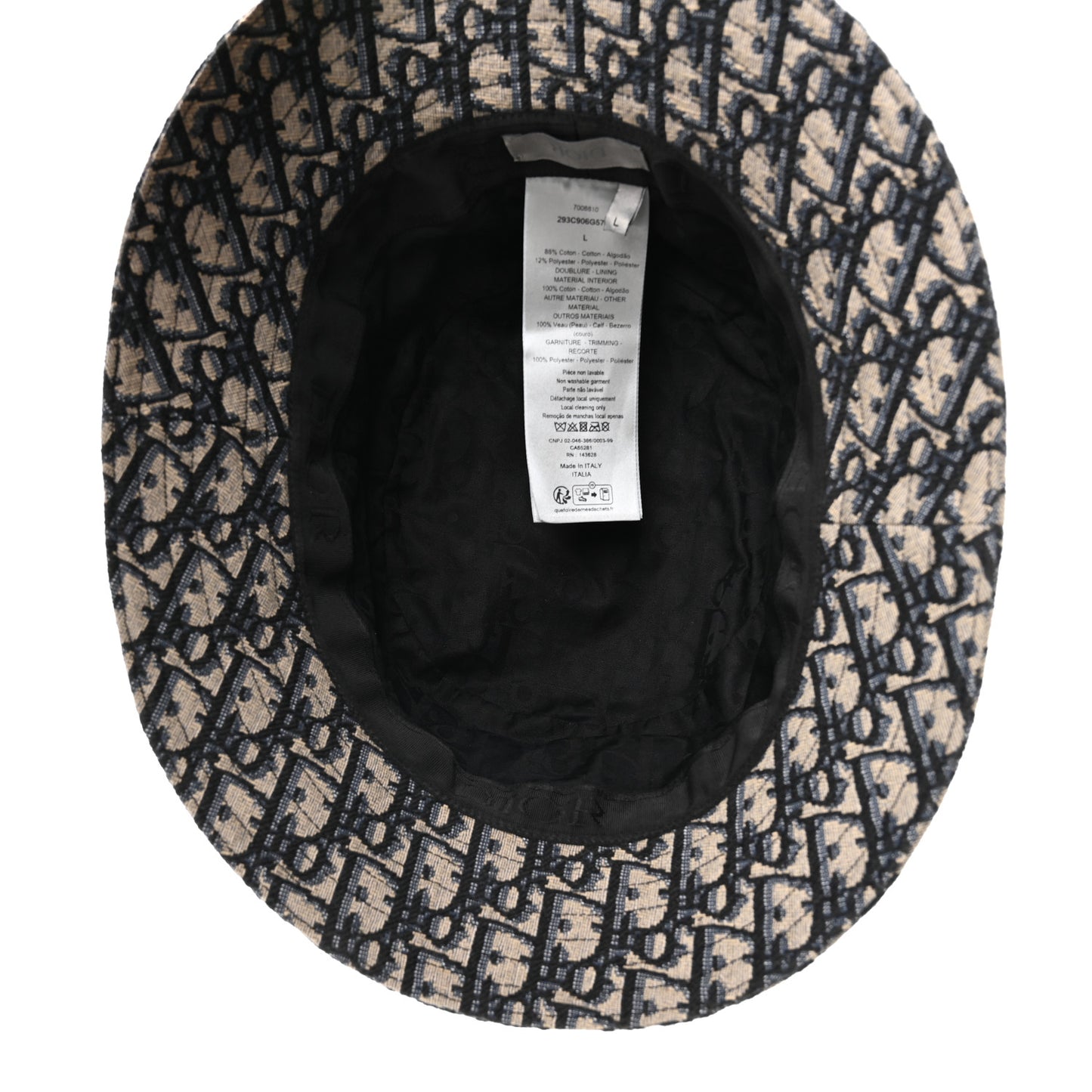 Jacquard Oblique Buckle Bucket Hat 60 Navy Blue Beige
