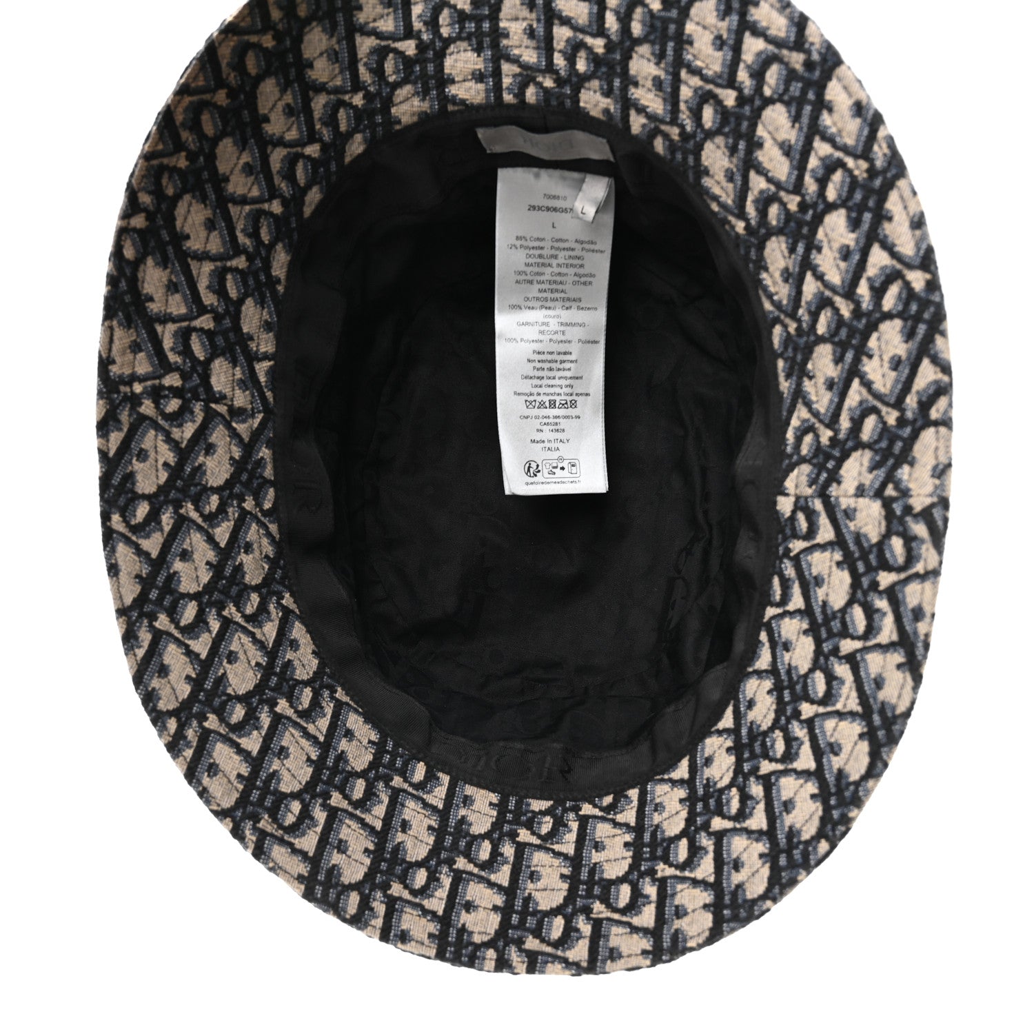 Christian Dior Jacquard Oblique Buckle Bucket Hat 60 Navy Blue Beige 7 of 9