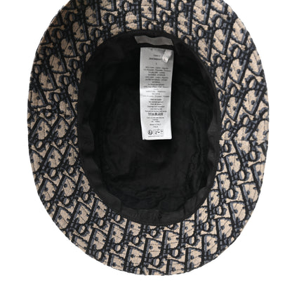 Christian Dior Jacquard Oblique Buckle Bucket Hat 60 Navy Blue Beige 7 of 9