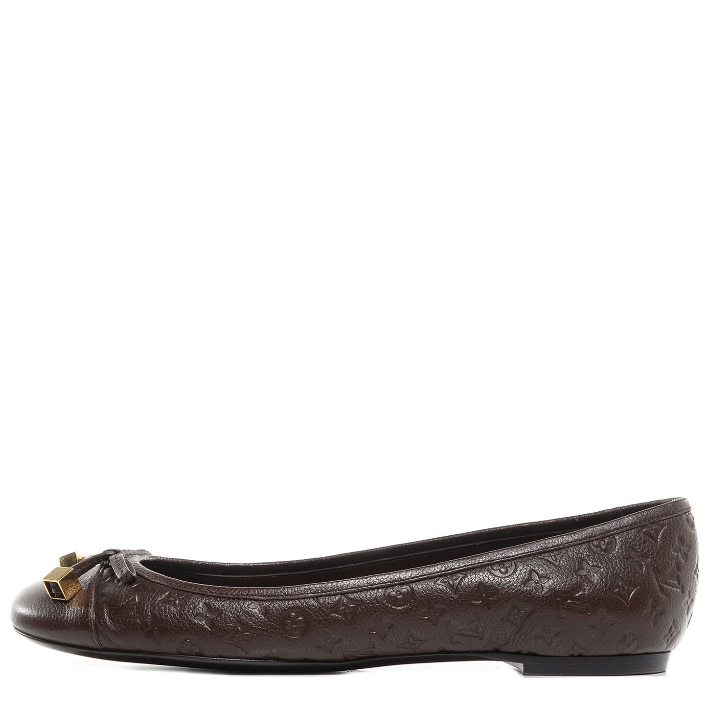 Calfskin Embossed Monogram Debbie Ballerina Flats 38.5 Brown