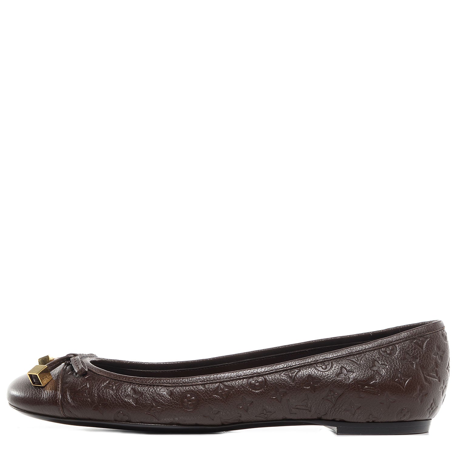 Louis Vuitton Calfskin Embossed Monogram Debbie Ballerina Flats 38.5 Brown 1 of 7