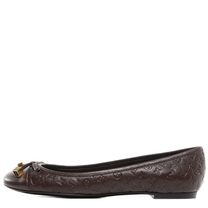 Louis Vuitton Calfskin Embossed Monogram Debbie Ballerina Flats 38.5 Brown 1 of 7