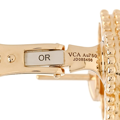 Van Cleef & Arpels 18K Yellow Gold Mother of Pearl Vintage Alhambra Earrings 4 of 5