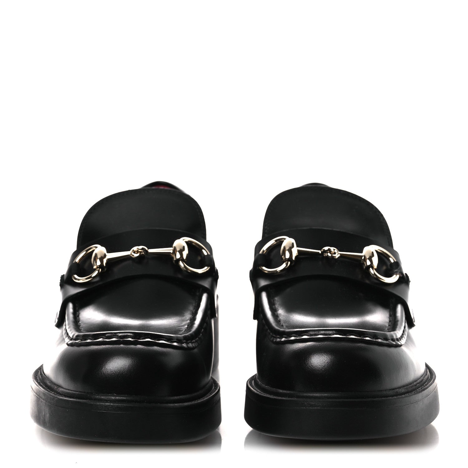 Gucci Calfskin Horsebit Womens Lug Sole Loafers 38.5 Black 3 of 12