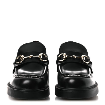 Gucci Calfskin Horsebit Womens Lug Sole Loafers 38.5 Black 3 of 12