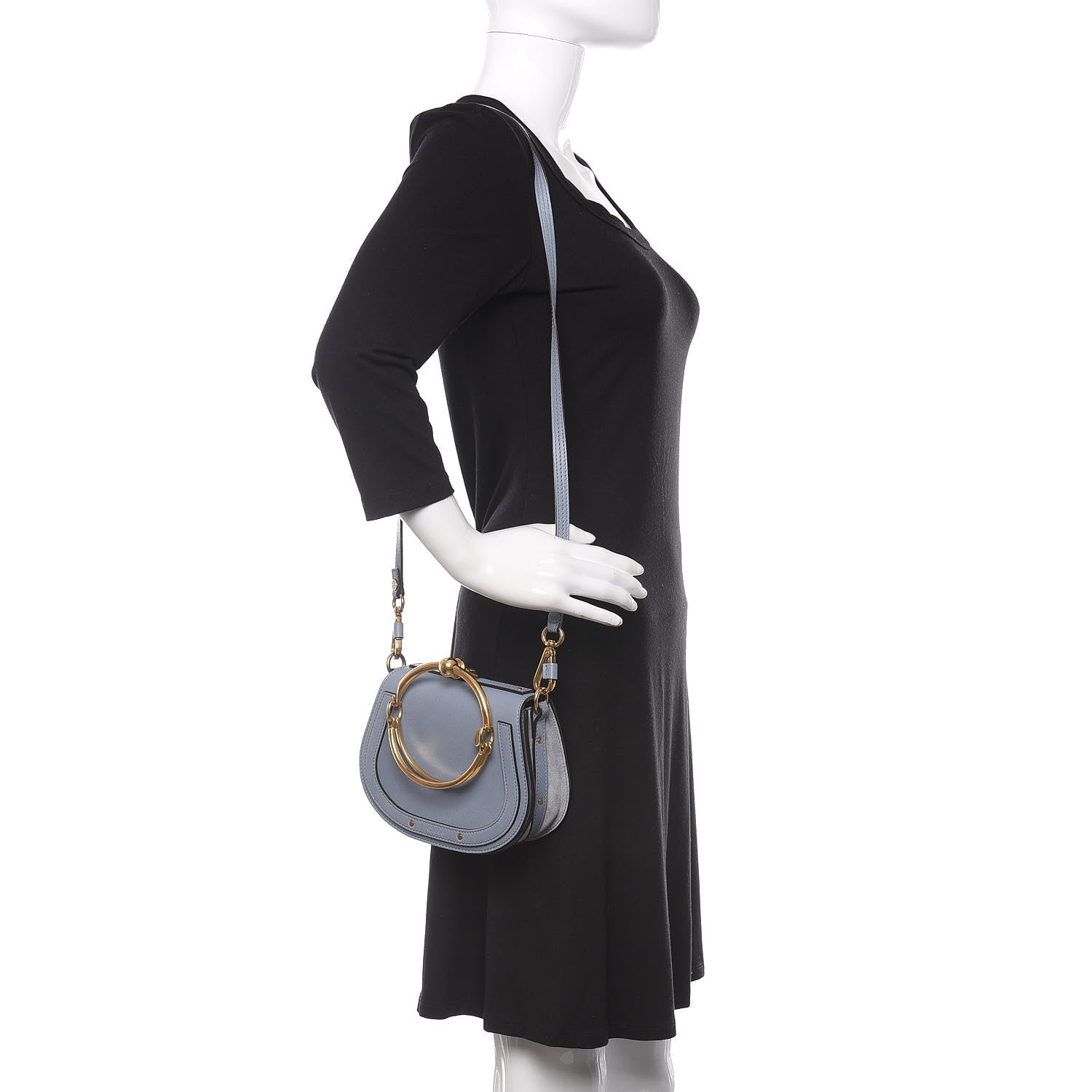 Chloe Calfskin Suede Small Nile Bracelet Bag Cloudy Blue 2 of 10