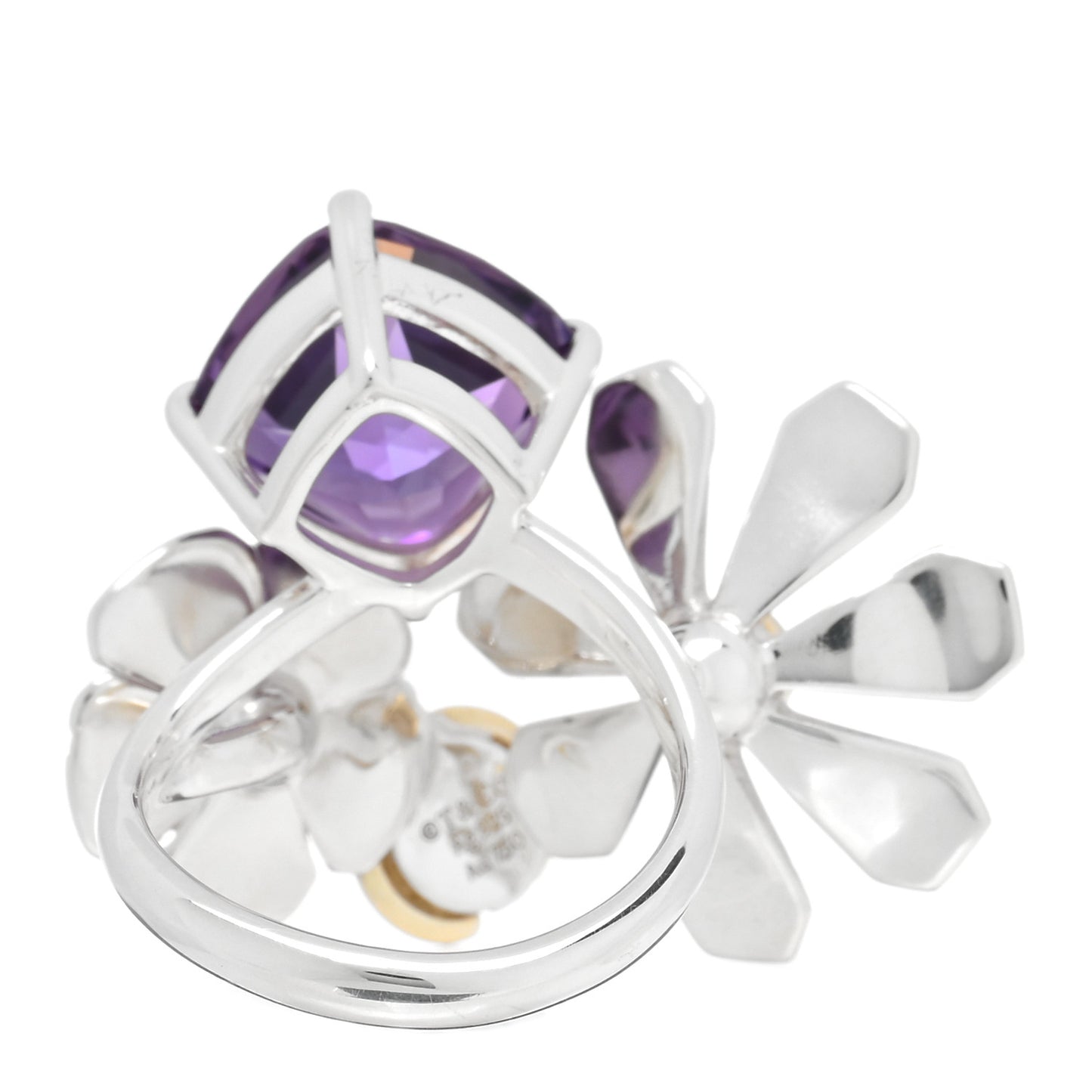 Sterling Silver 18K Yellow Gold Amethyst Return to Tiffany Love Bugs Ring 52 6