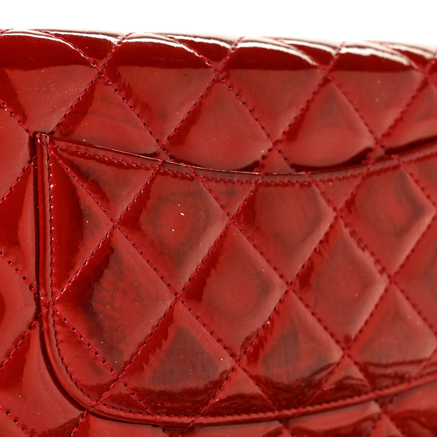 Chanel Patent Quilted Wallet On Chain WOC Red 13 of 13