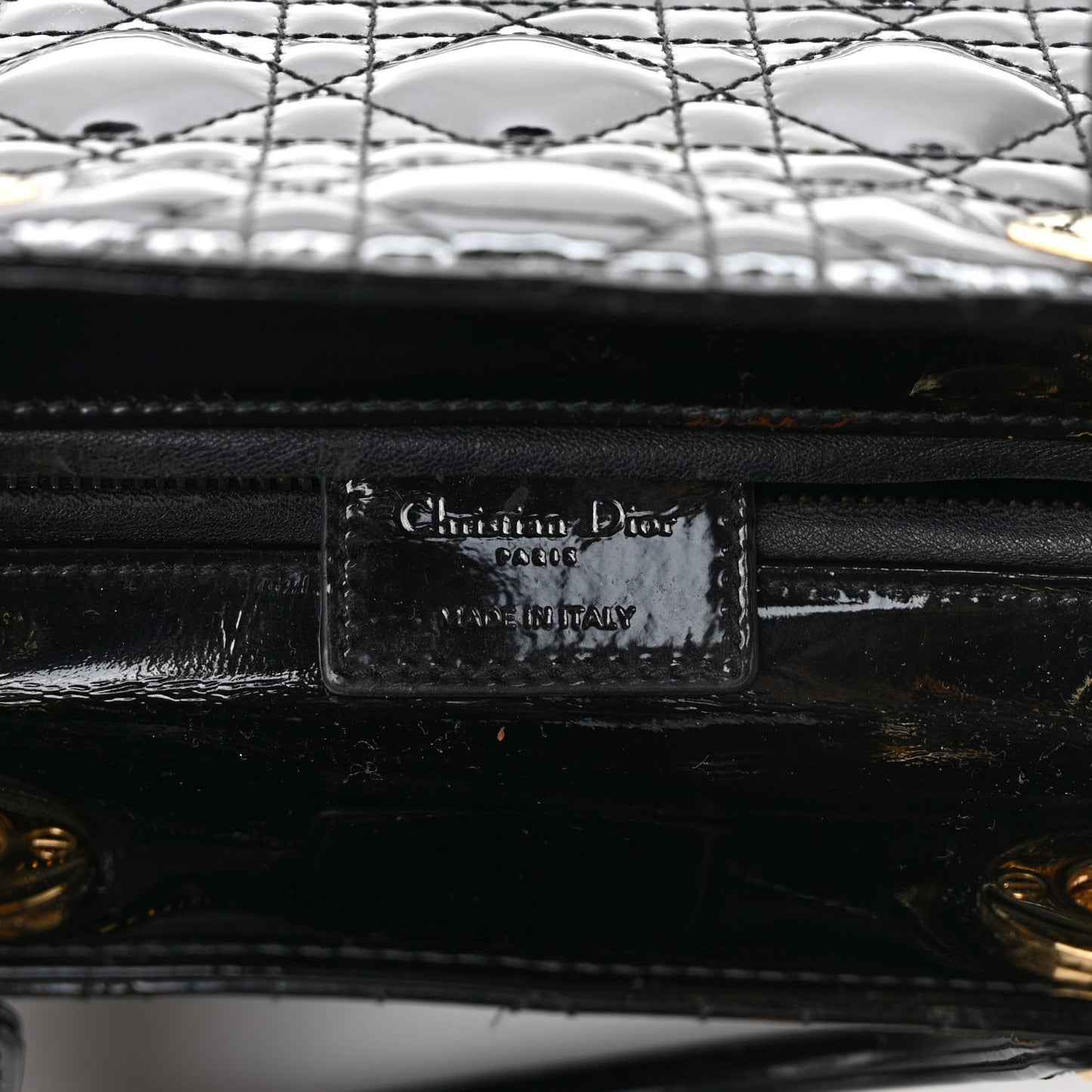 Patent Cannage Medium Lady Dior Black