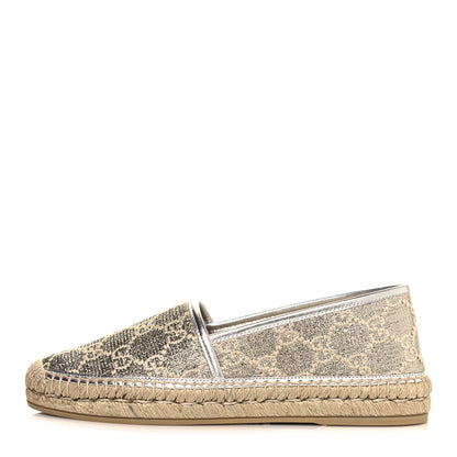 Gucci Lame Nappa GG Monogram Espadrilles 39.5 Silver Beige 1 of 9