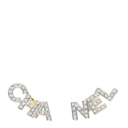 Chanel Crystal Pearl Signature Stud Earrings Gold 1 of 5
