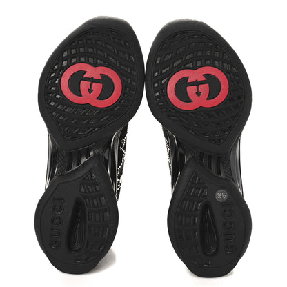 Gucci Tela Retino Mesh Crystal Suede GG Monogram Womens Gucci Run Sneakers 36.5 Black Silver 6 of 11