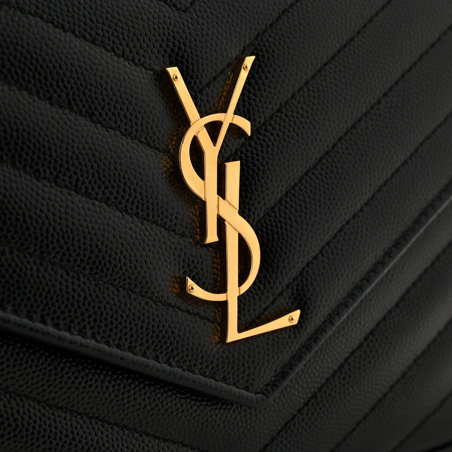 Grain De Poudre Matelasse Chevron Monogram Chain Wallet Black