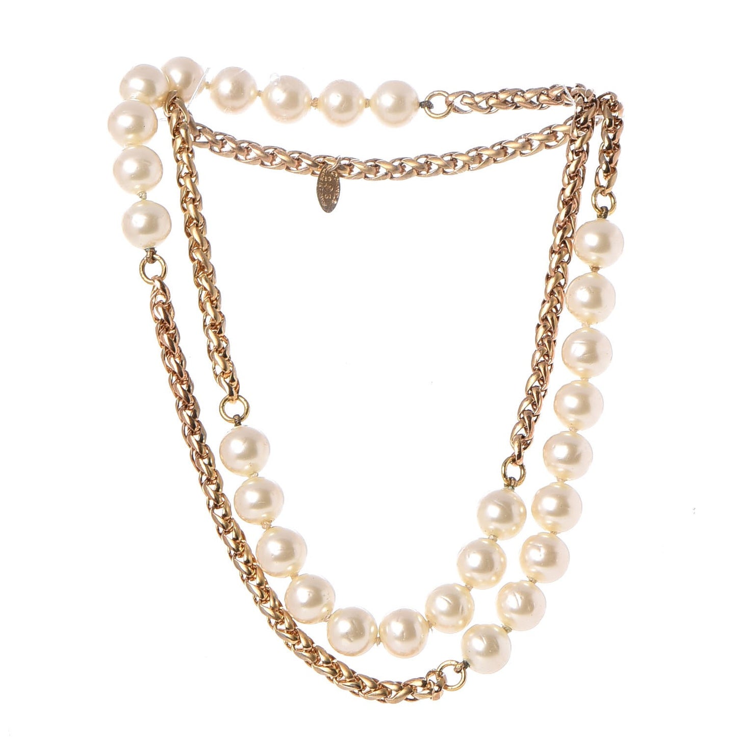 Pearl Chain Long Necklace Gold