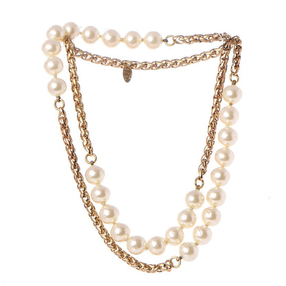 Chanel Pearl Chain Long Necklace Gold 3 of 4