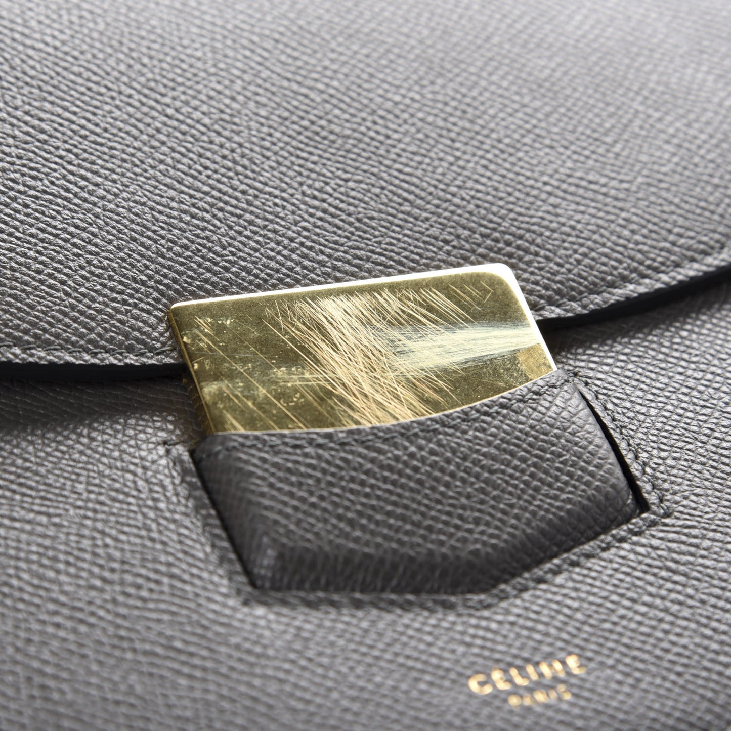 Grained Calfskin Medium Trotteur Grey