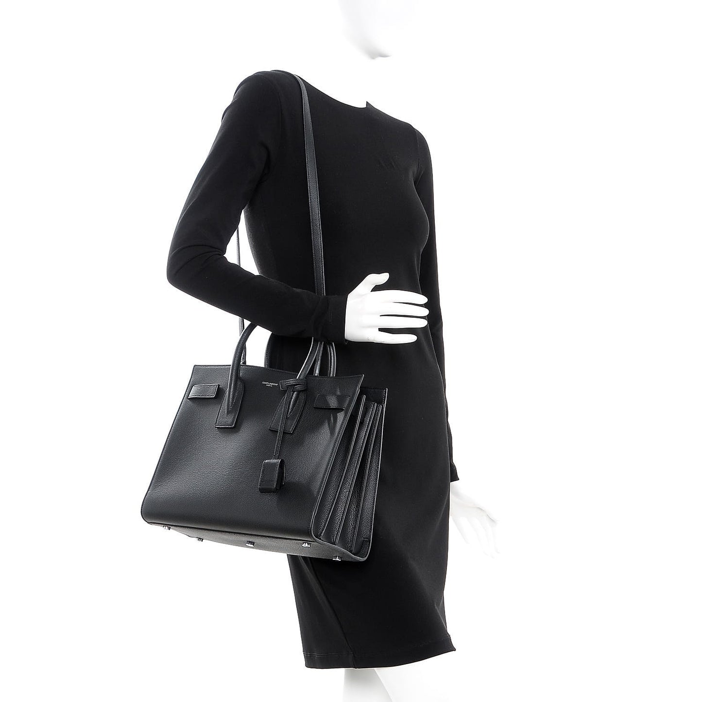 Grained Calfskin Small Sac De Jour Black