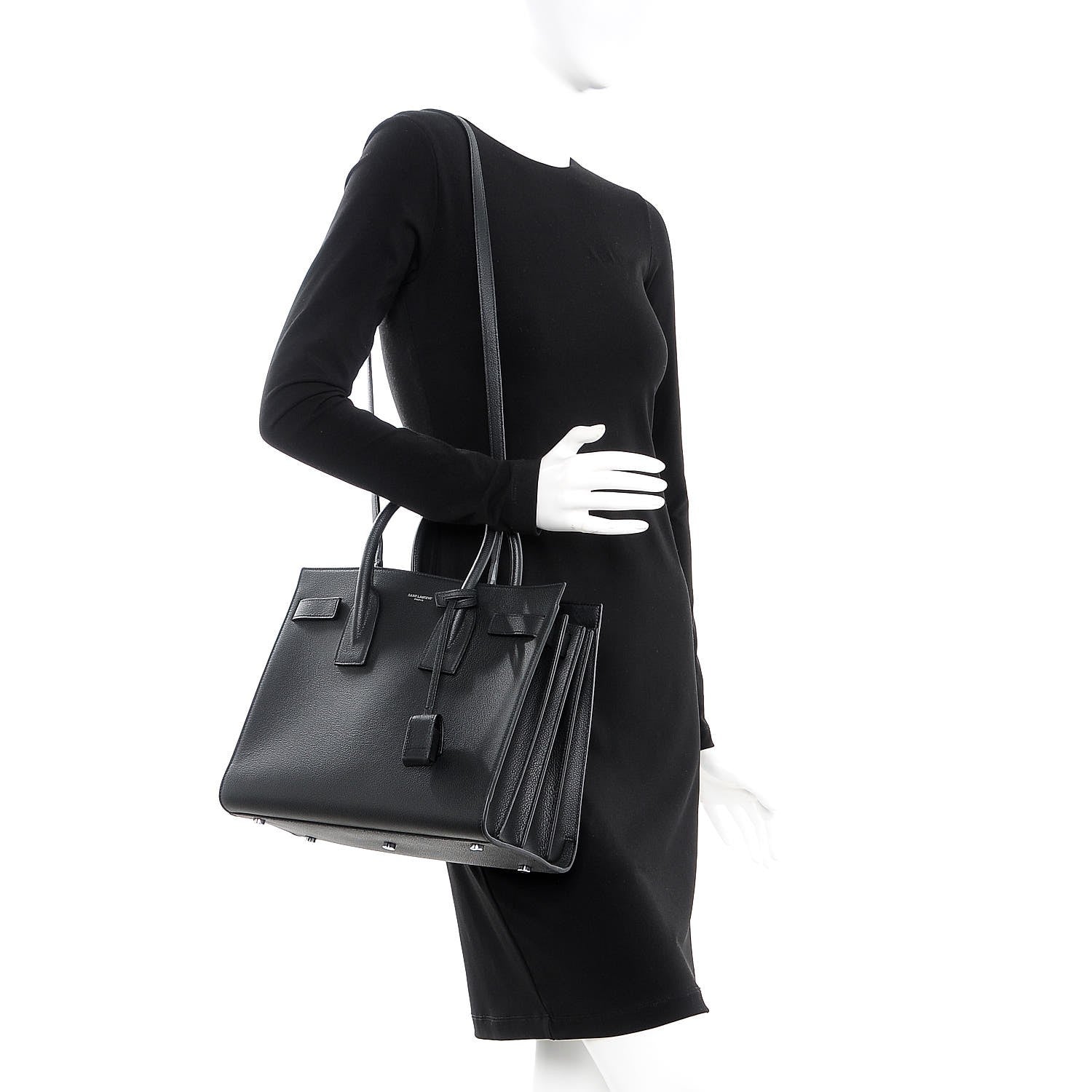 Saint Laurent Grained Calfskin Small Sac De Jour Black 2 of 10
