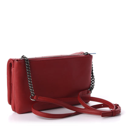 Saint Laurent Lambskin Patchwork Monogram Jamie Chain Wallet Red 3 of 9