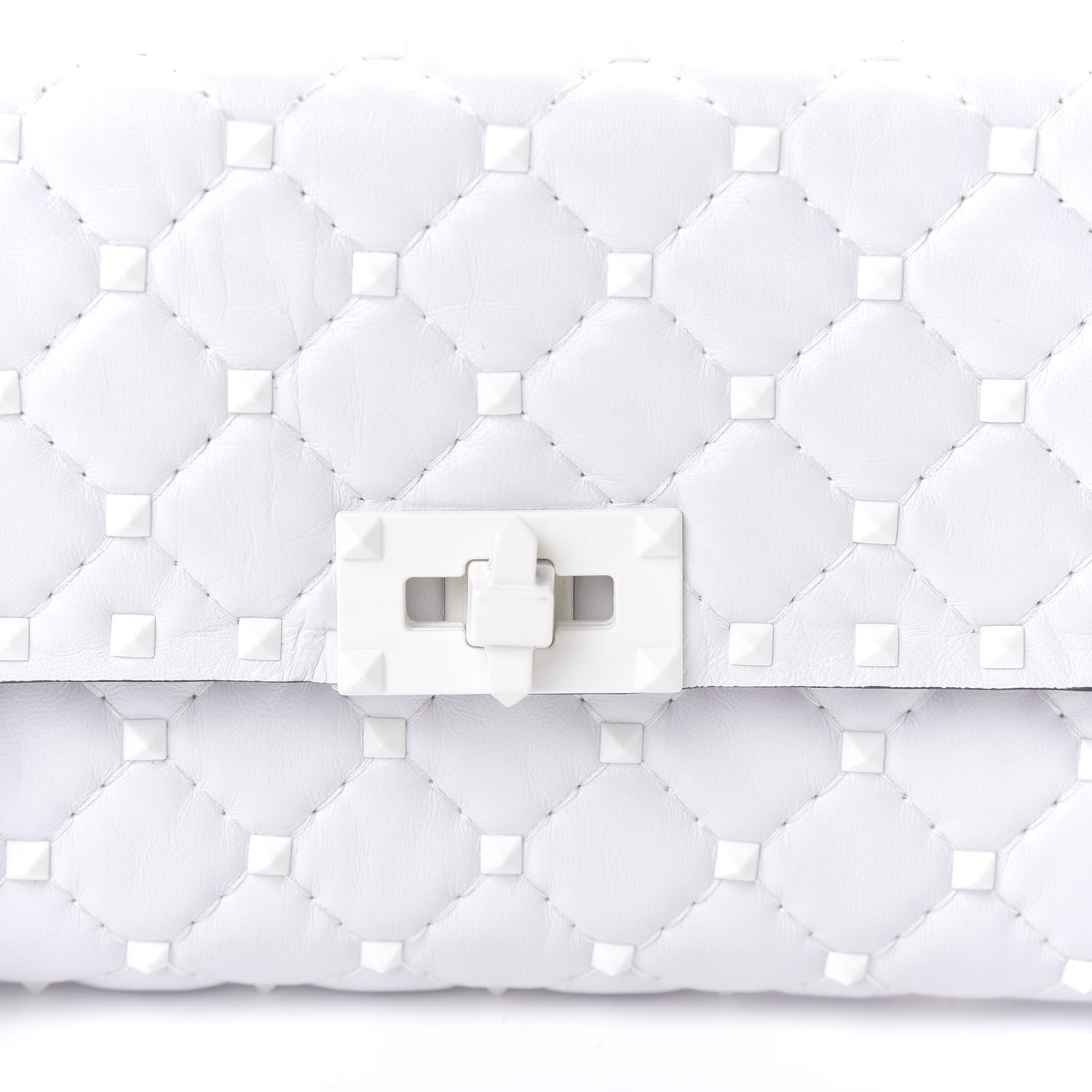 Valentino Garavani Lambskin Free Rockstud Spike Wallet on Chain Optic White 11 of 11