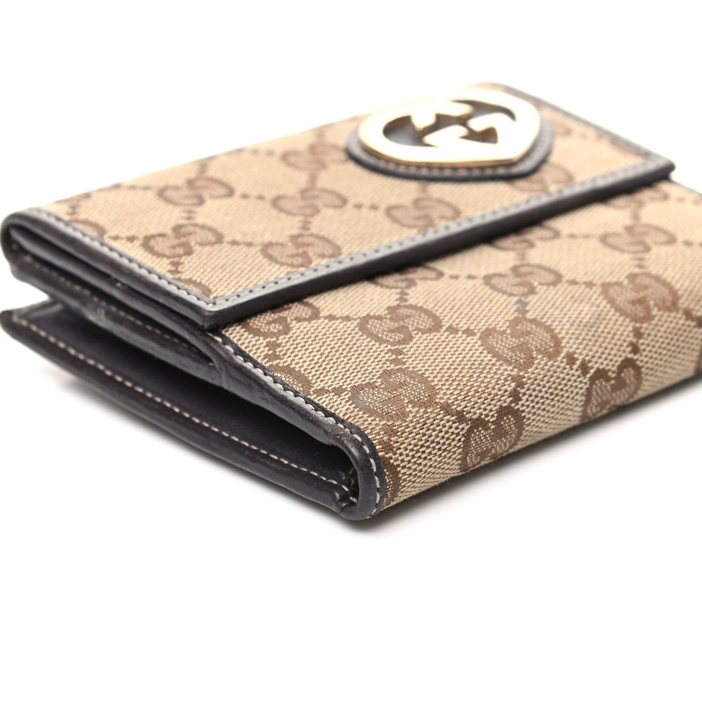 Monogram Lovely Heart French Flap Wallet Dark Brown