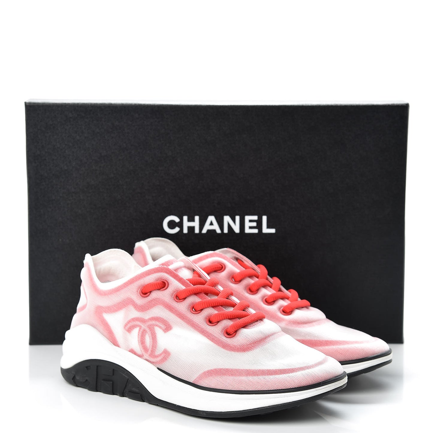 Calfskin Mesh Lycra Womens Logo Sneakers 36 White Red