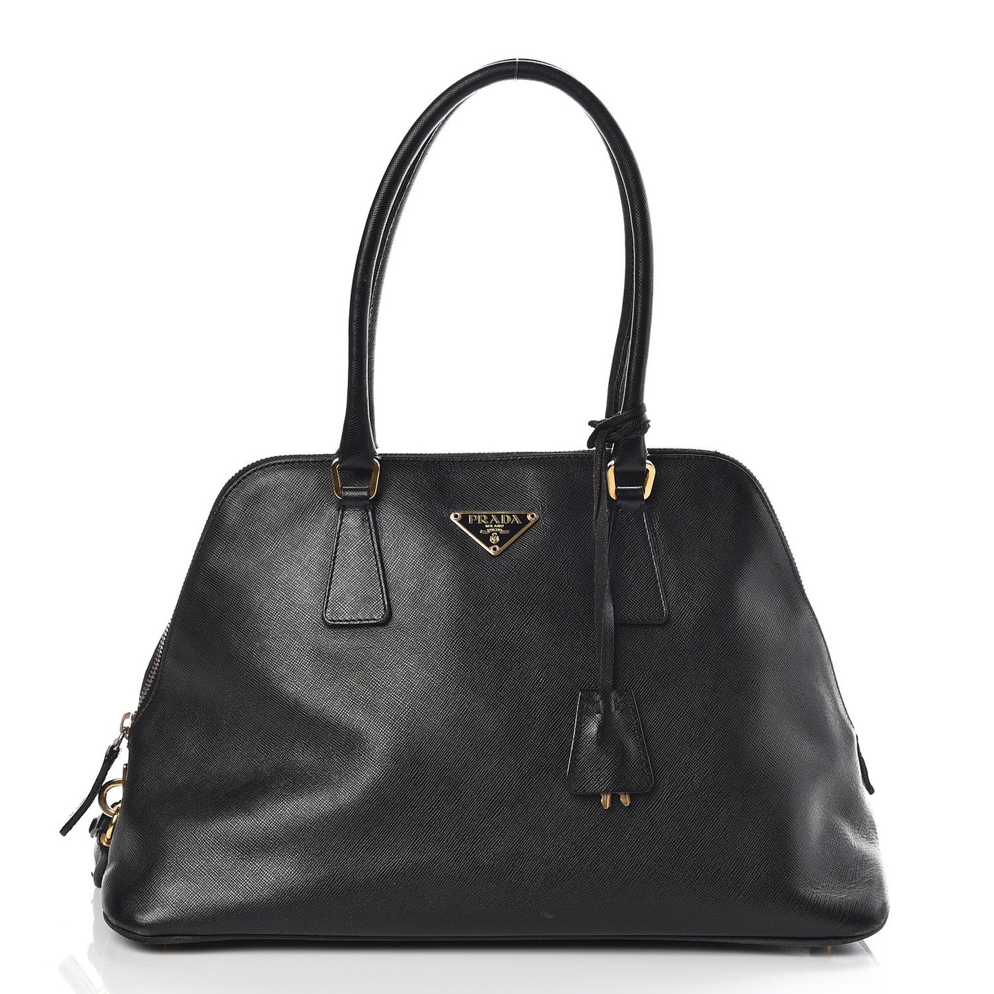 Saffiano Top Handle Dome Satchel Black