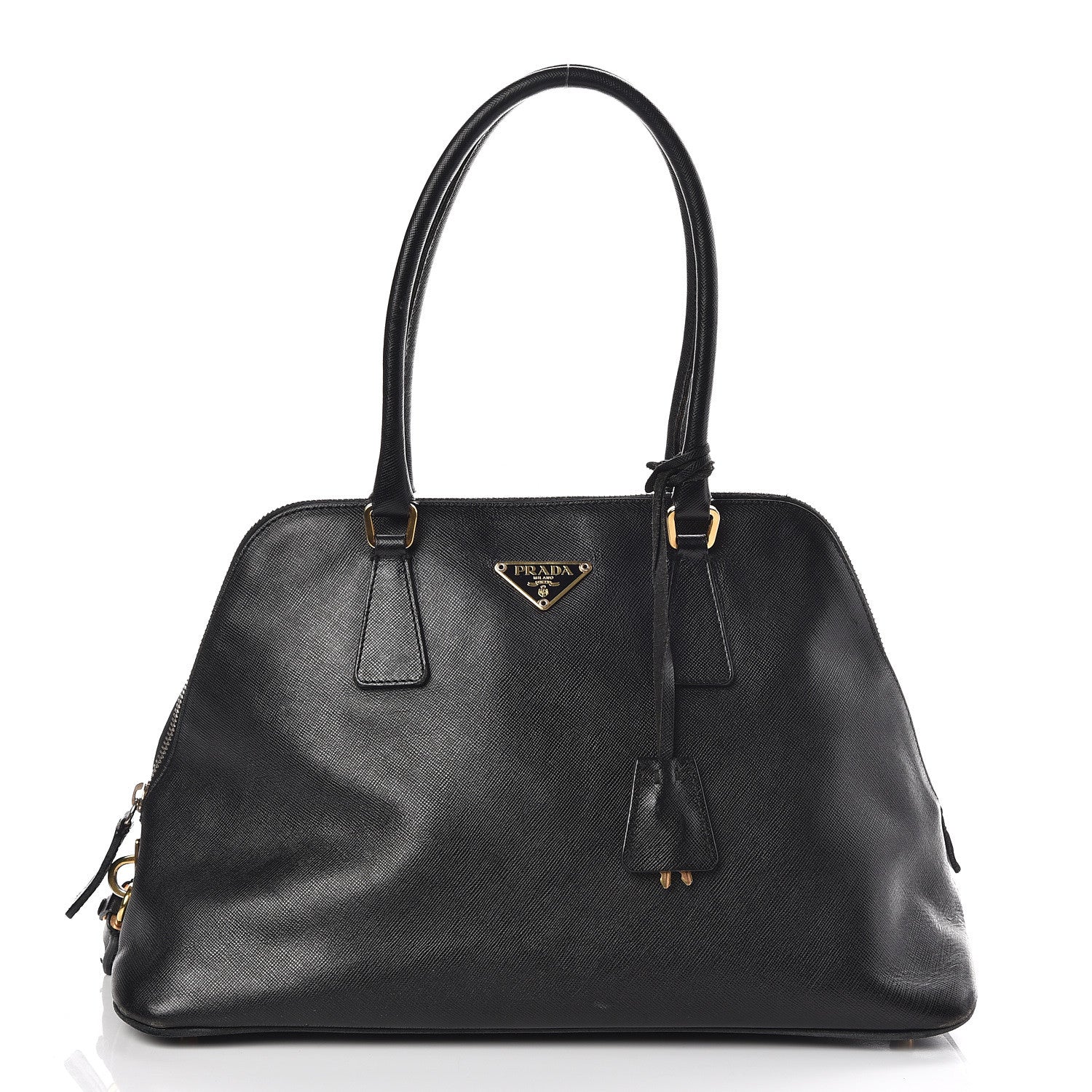 Prada Saffiano Top Handle Dome Satchel Black 1 of 18